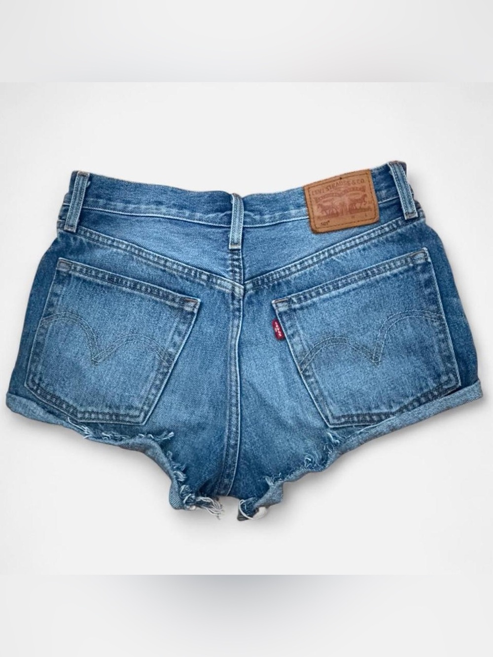 Levi’s 501 Original High-Rise Cutoff Denim Shorts- Medium Wash